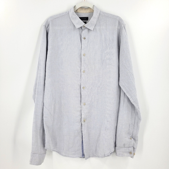 Zara Shirts Zara Man Basic Slim Fit Linen Button Up Shirt Light